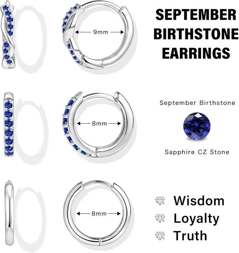 Inerney 14K Gold Plated Huggie Hoop Earrings for Women, Small Sterling Silver Earring Set Hypoallergenic Cartilage Helix Stacks, Mini Dainty Cute Trendy Birthstone Jewelry Gift for Multiple Piercings - Image 3